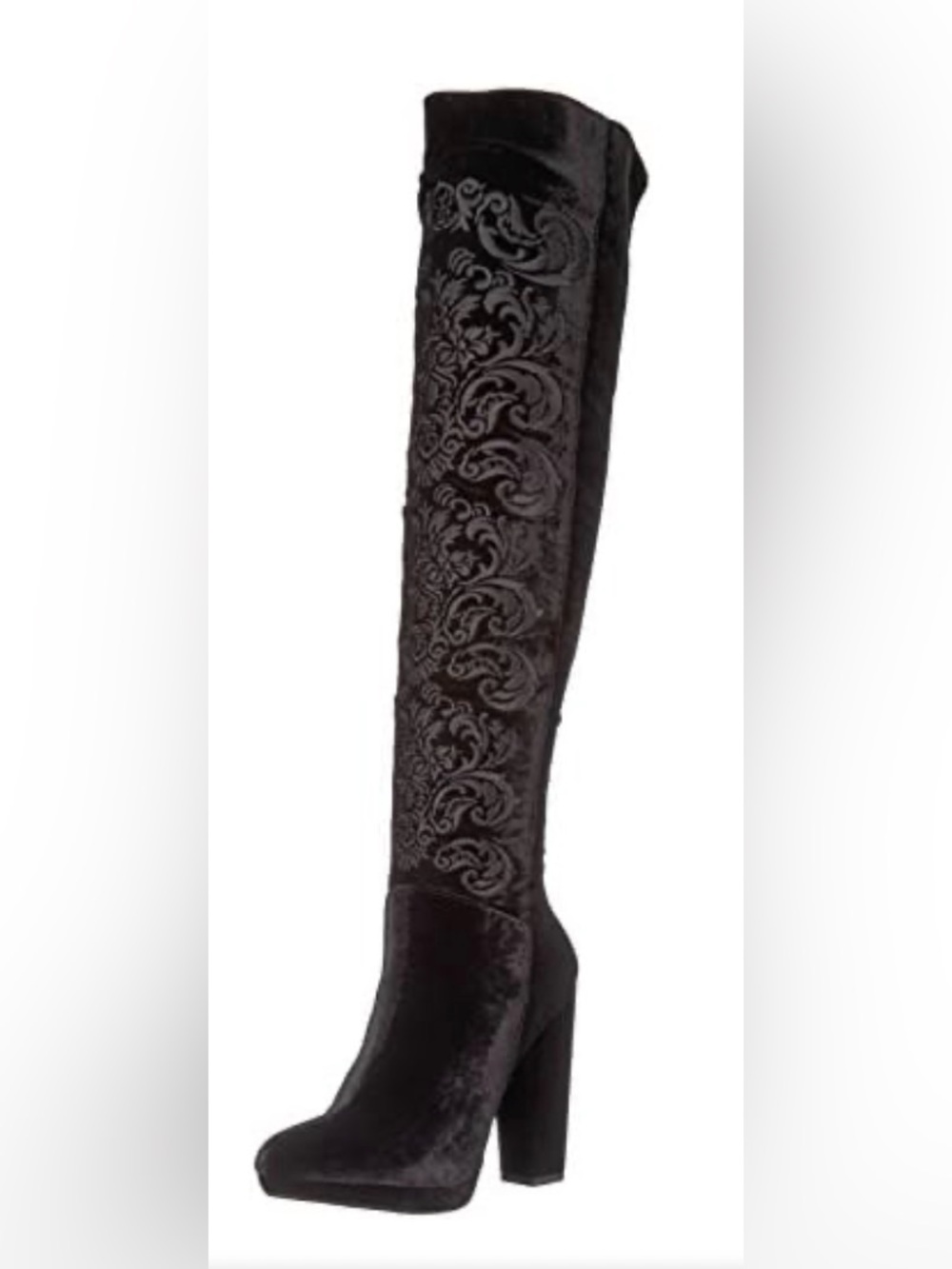 Jessica Simpson Black Over-the-Knee Embossed Velvet Boots